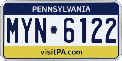 PA license plate MYN6122