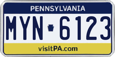 PA license plate MYN6123