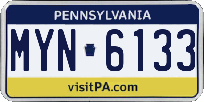 PA license plate MYN6133