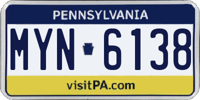 PA license plate MYN6138