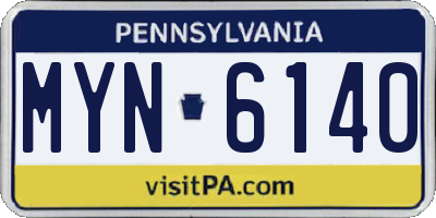 PA license plate MYN6140