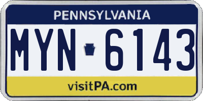 PA license plate MYN6143