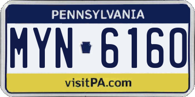 PA license plate MYN6160
