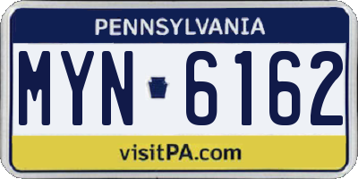 PA license plate MYN6162