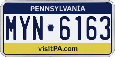 PA license plate MYN6163