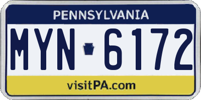 PA license plate MYN6172