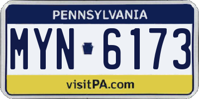 PA license plate MYN6173