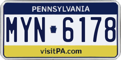 PA license plate MYN6178