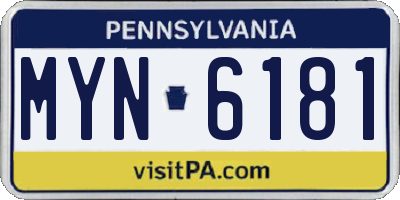 PA license plate MYN6181