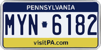 PA license plate MYN6182