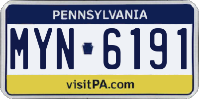PA license plate MYN6191