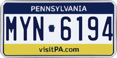 PA license plate MYN6194
