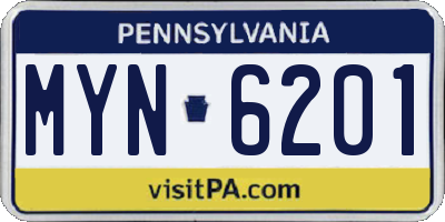 PA license plate MYN6201