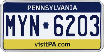 PA license plate MYN6203