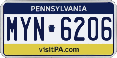 PA license plate MYN6206