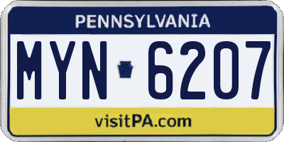 PA license plate MYN6207