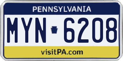 PA license plate MYN6208