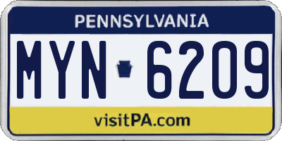 PA license plate MYN6209