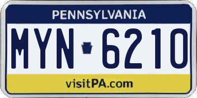 PA license plate MYN6210