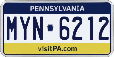 PA license plate MYN6212