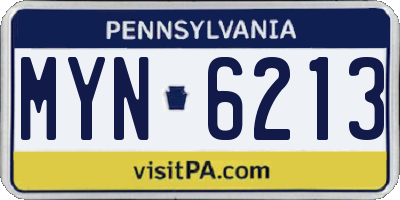 PA license plate MYN6213