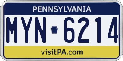 PA license plate MYN6214