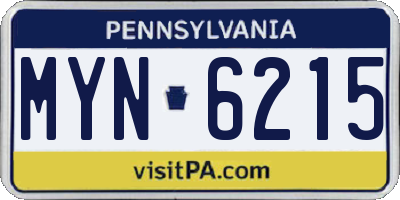 PA license plate MYN6215