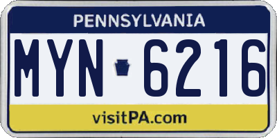 PA license plate MYN6216