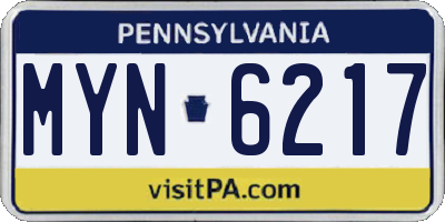 PA license plate MYN6217