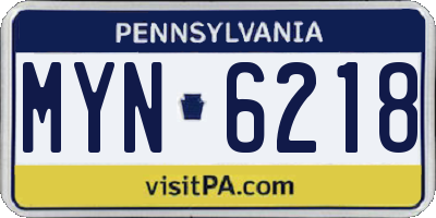 PA license plate MYN6218