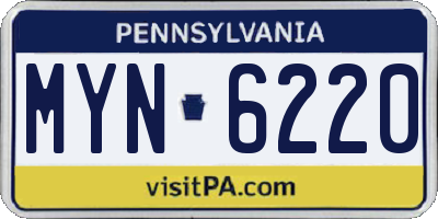PA license plate MYN6220