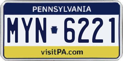PA license plate MYN6221