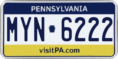 PA license plate MYN6222