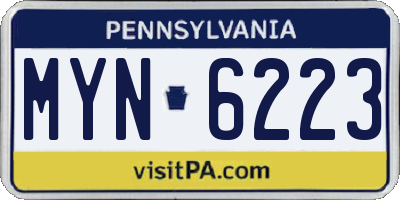 PA license plate MYN6223