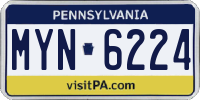 PA license plate MYN6224