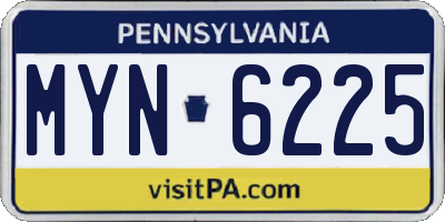 PA license plate MYN6225