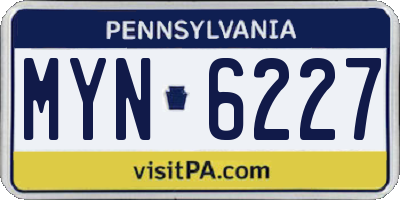 PA license plate MYN6227