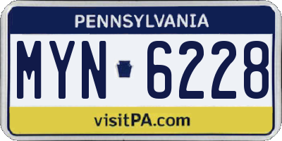 PA license plate MYN6228