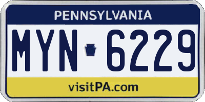 PA license plate MYN6229