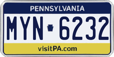 PA license plate MYN6232