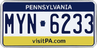PA license plate MYN6233