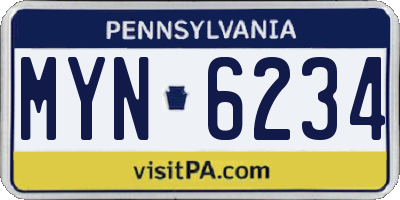 PA license plate MYN6234