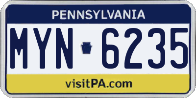 PA license plate MYN6235