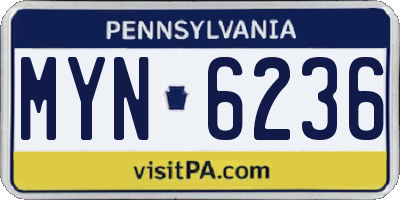 PA license plate MYN6236