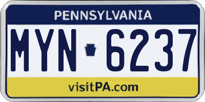 PA license plate MYN6237