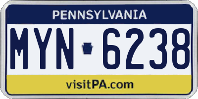PA license plate MYN6238