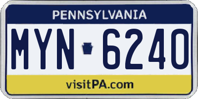 PA license plate MYN6240