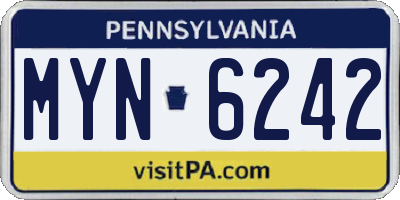 PA license plate MYN6242