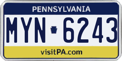 PA license plate MYN6243