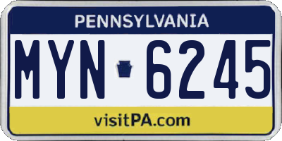 PA license plate MYN6245
